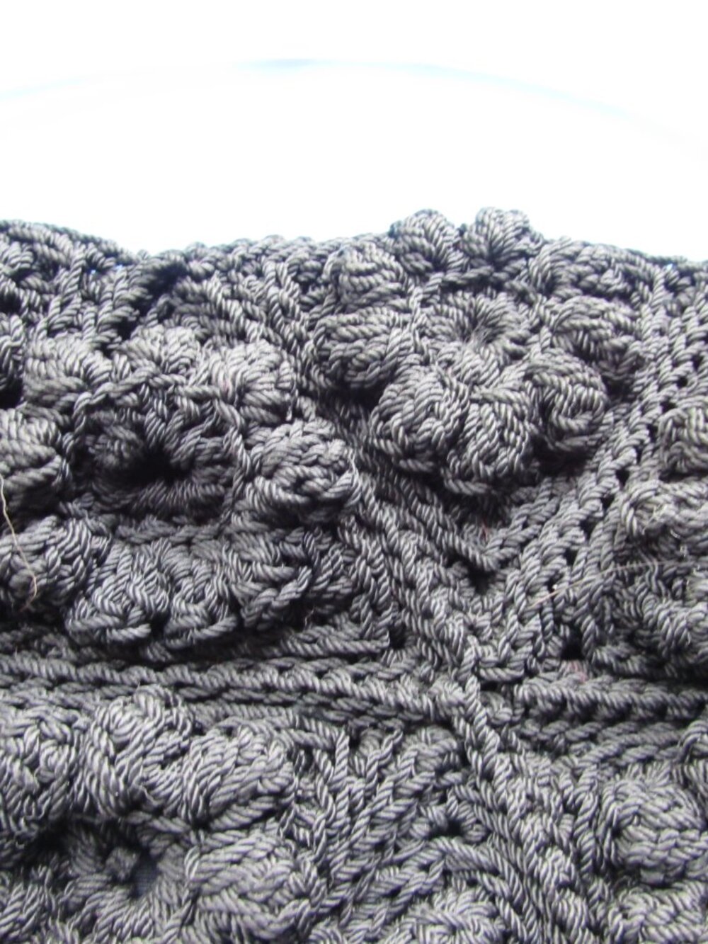 1940 Era Black Crochet Purse Clear Acrylic Handle - Picture 7 of 9